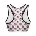 American Circle Flag Pattern Print Women's Sports Bra