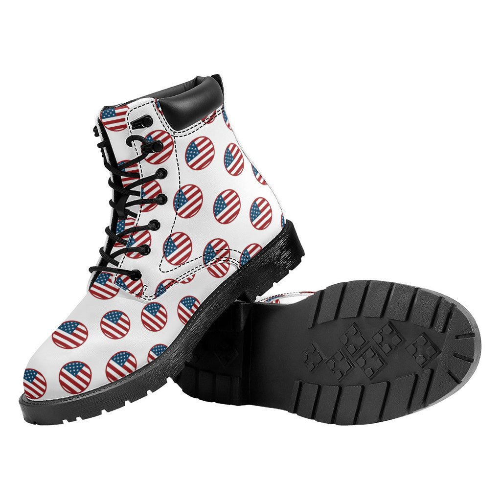 American Circle Flag Pattern Print Work Boots