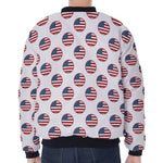 American Circle Flag Pattern Print Zip Sleeve Bomber Jacket