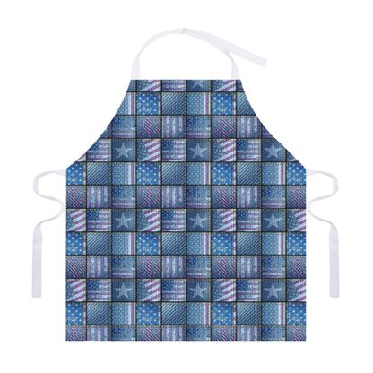 American Denim Patchwork Pattern Print Adjustable Apron