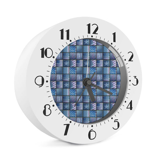 American Denim Patchwork Pattern Print Alarm Clock