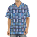 American Denim Patchwork Pattern Print Aloha Shirt
