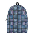 American Denim Patchwork Pattern Print School Backpack