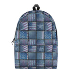 American Denim Patchwork Pattern Print Backpack