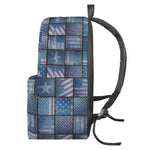 American Denim Patchwork Pattern Print Backpack