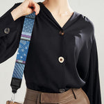 American Denim Patchwork Pattern Print Bag Strap