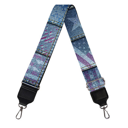 American Denim Patchwork Pattern Print Bag Strap