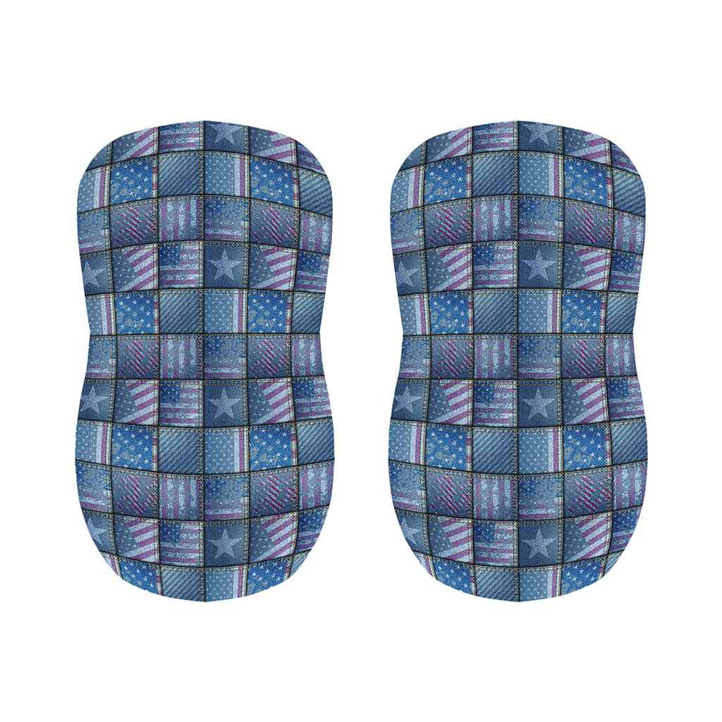 American Denim Patchwork Pattern Print Bar Stool Covers