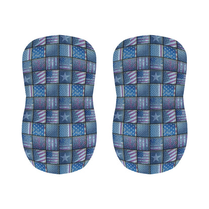 American Denim Patchwork Pattern Print Bar Stool Covers