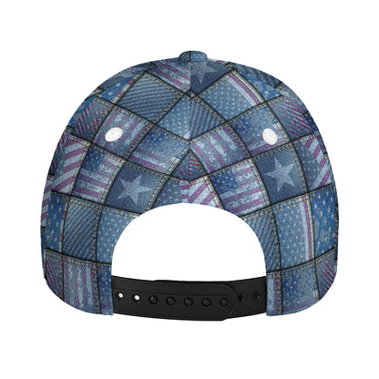 American Denim Patchwork Pattern Print Baseball Cap