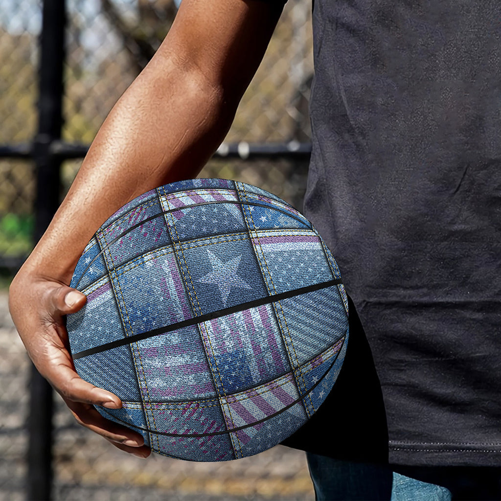 American Denim Patchwork Pattern Print Basketball