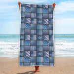 American Denim Patchwork Pattern Print Beach Towel