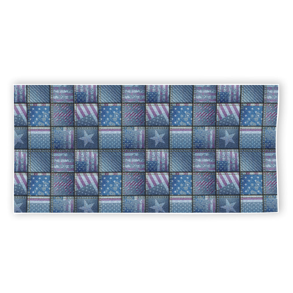 American Denim Patchwork Pattern Print Beach Towel