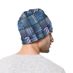 American Denim Patchwork Pattern Print Beanie