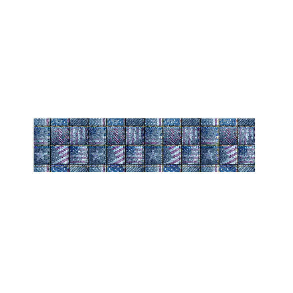 American Denim Patchwork Pattern Print Bed Runner