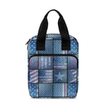 American Denim Patchwork Pattern Print Bible Tote Bag