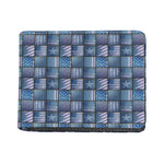 American Denim Patchwork Pattern Print Bifold Wallet