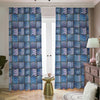 American Denim Patchwork Pattern Print Blackout Pencil Pleat Curtains