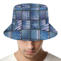 American Denim Patchwork Pattern Print Bucket Hat