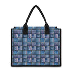 American Denim Patchwork Pattern Print Canvas Tote Bag