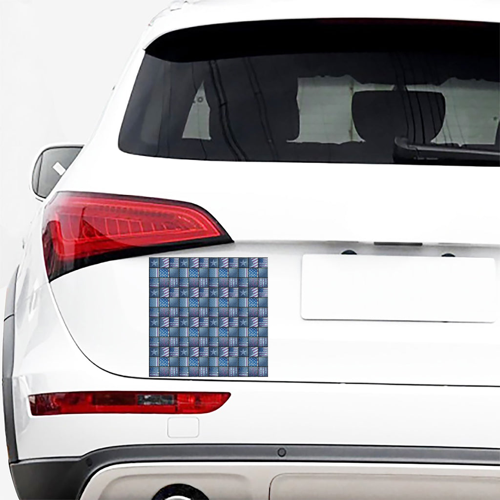 American Denim Patchwork Pattern Print Car Sticker