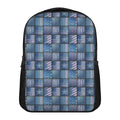 American Denim Patchwork Pattern Print Casual Backpack