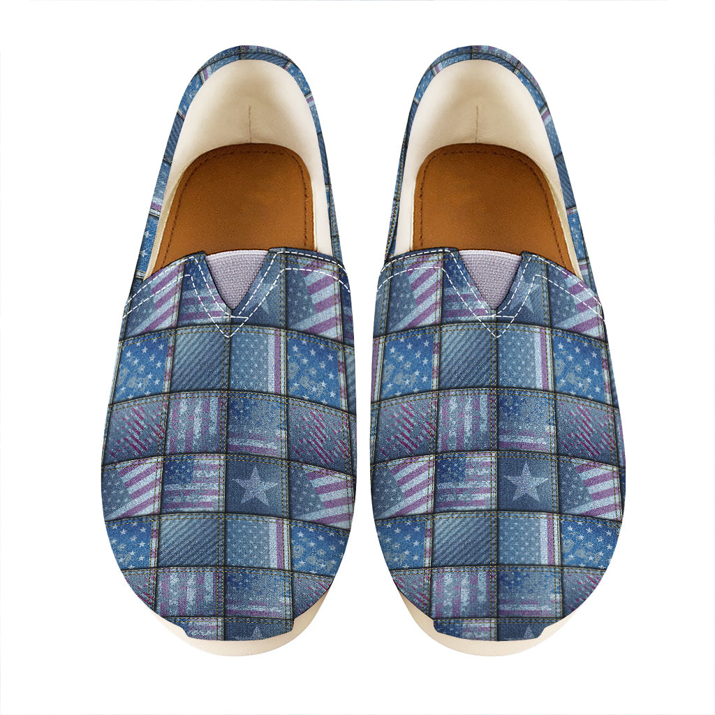 American Denim Patchwork Pattern Print Casual Shoes