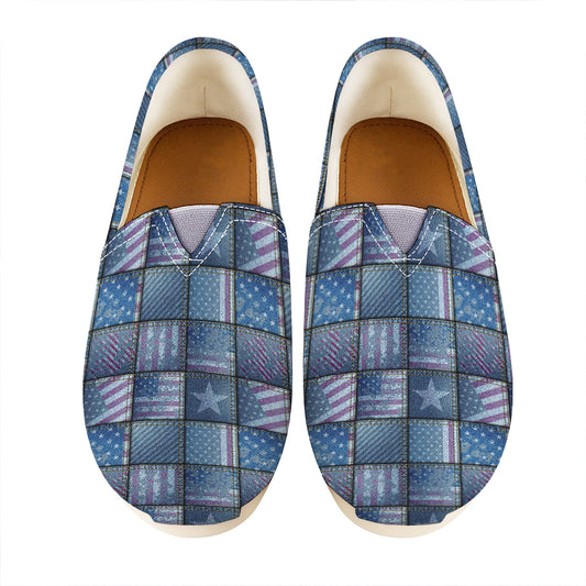 American Denim Patchwork Pattern Print Casual Shoes