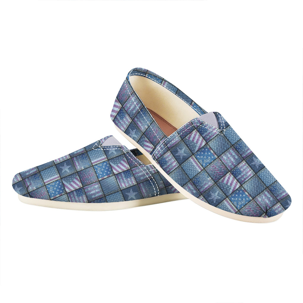 American Denim Patchwork Pattern Print Casual Shoes