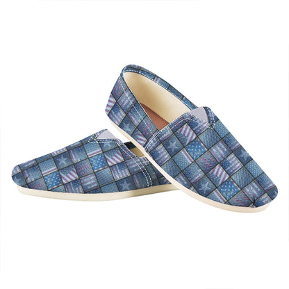 American Denim Patchwork Pattern Print Casual Shoes