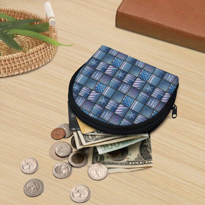 American Denim Patchwork Pattern Print Coin Purse