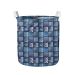 American Denim Patchwork Pattern Print Collapsible Laundry Basket