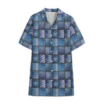 American Denim Patchwork Pattern Print Cotton Hawaiian Shirt