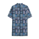 American Denim Patchwork Pattern Print Cotton Hawaiian Shirt