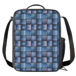 American Denim Patchwork Pattern Print Crossbody Lunch Bag