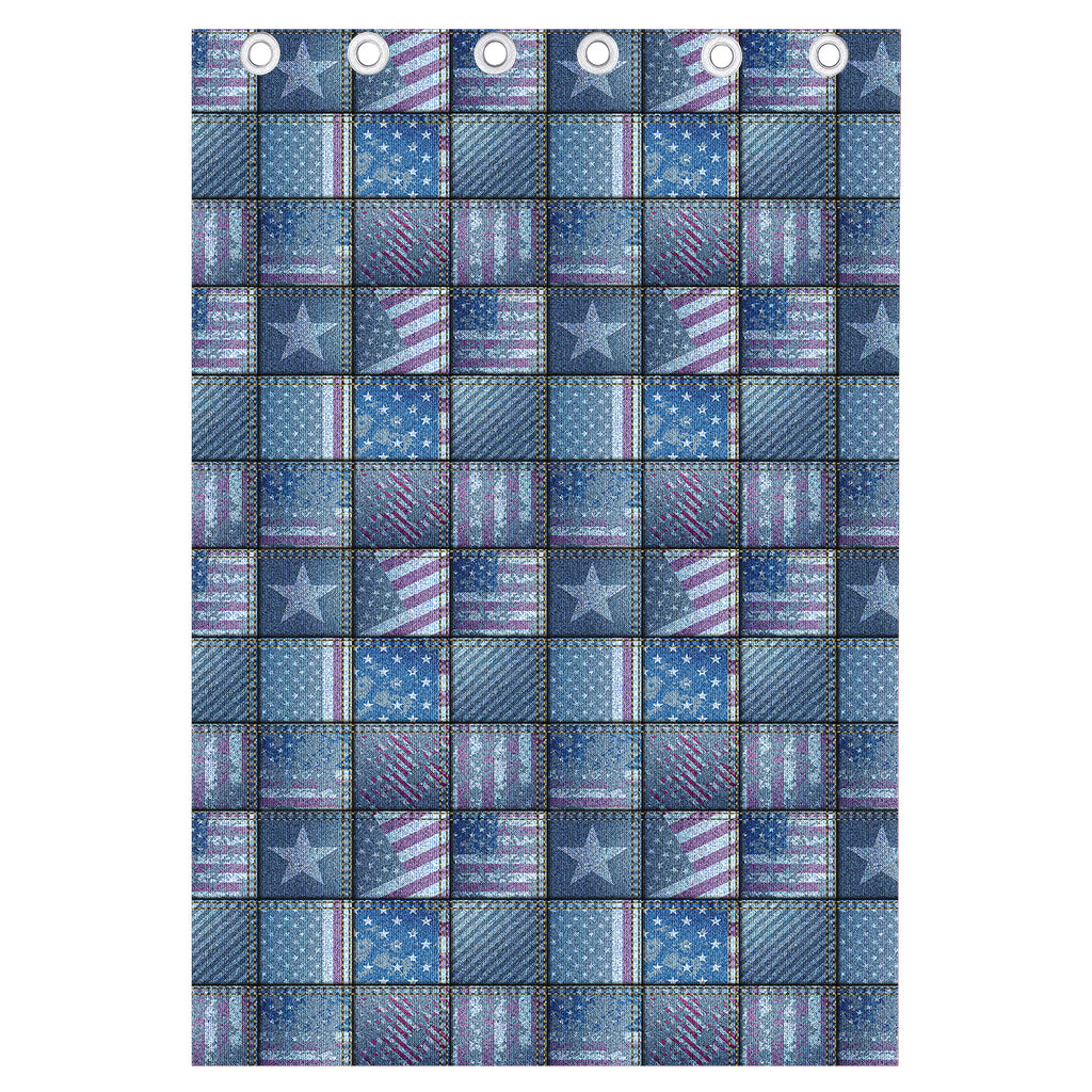 American Denim Patchwork Pattern Print Curtain