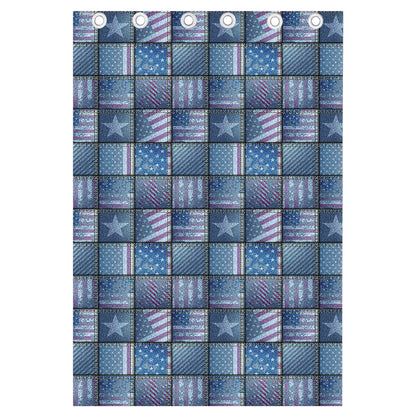 American Denim Patchwork Pattern Print Curtain