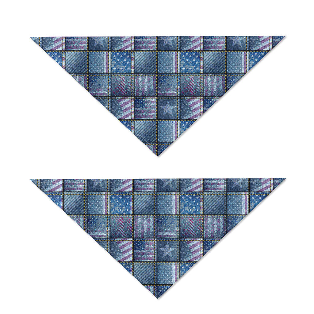 American Denim Patchwork Pattern Print Dog Bandana