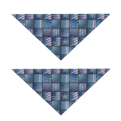 American Denim Patchwork Pattern Print Dog Bandana