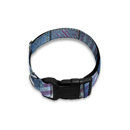 American Denim Patchwork Pattern Print Dog Collar