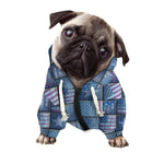 American Denim Patchwork Pattern Print Dog Zip Up Hoodie