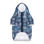 American Denim Patchwork Pattern Print Dog Zip Up Hoodie