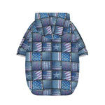 American Denim Patchwork Pattern Print Dog Zip Up Hoodie