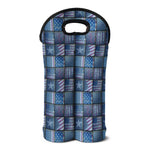 American Denim Patchwork Pattern Print Double Neoprene Wine Tote