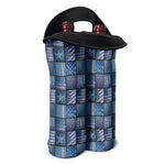 American Denim Patchwork Pattern Print Double Neoprene Wine Tote