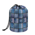American Denim Patchwork Pattern Print Drawstring Makeup Bag