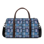 American Denim Patchwork Pattern Print Duffle Bag