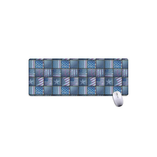 American Denim Patchwork Pattern Print Extended Mouse Pad