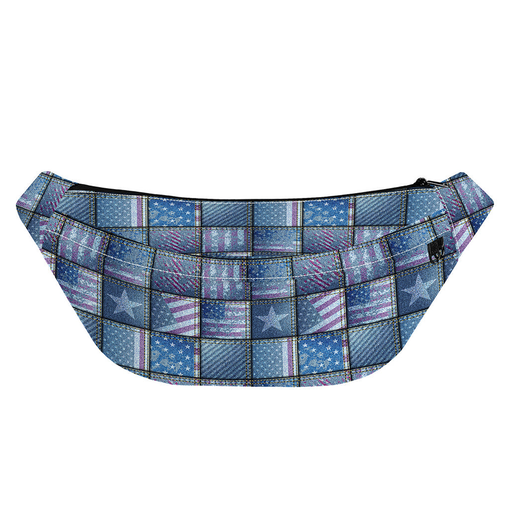 American Denim Patchwork Pattern Print Fanny Pack