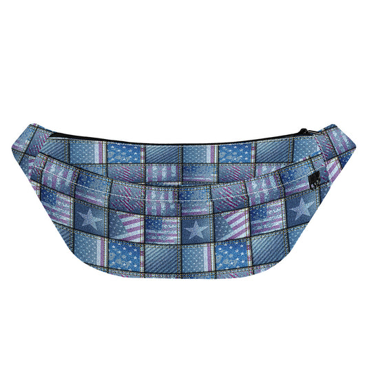 American Denim Patchwork Pattern Print Fanny Pack